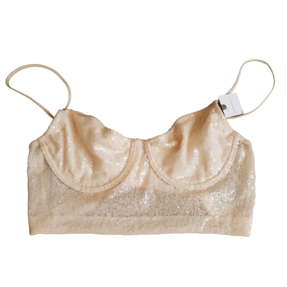 Anthropologie Sequin Sparkle Crop Top Bralette Coachella Festive